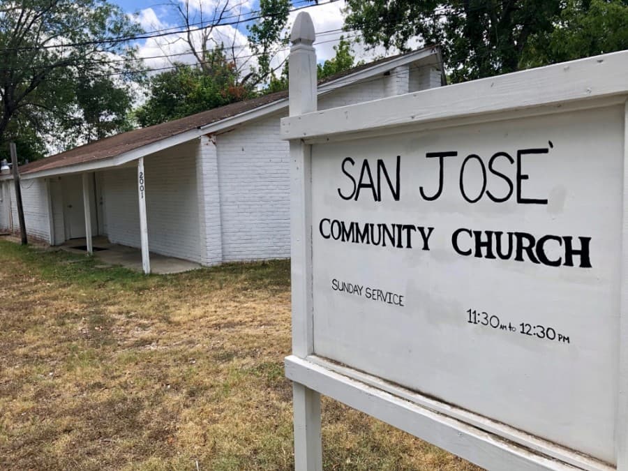 The San Jose Community Church was built in 1954. (Sally Grace Holtgrieve/Community Impact Newspaper)