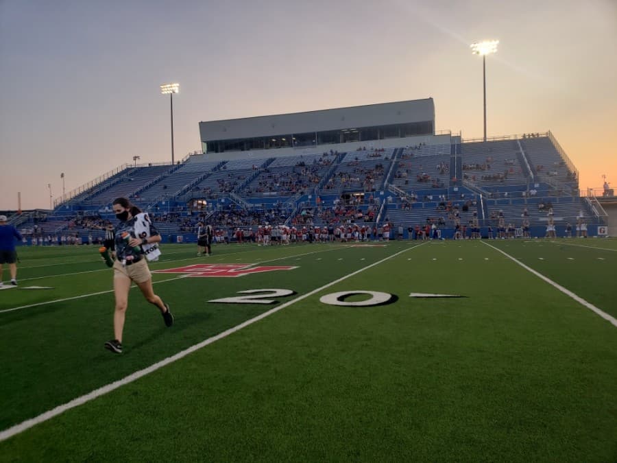 The Georgetown and East View high schools scrimmage game took place at the Georgetown ISD Athletic Complex Birkelbach Field. (Ali Linan/Community Impact Newspaper)