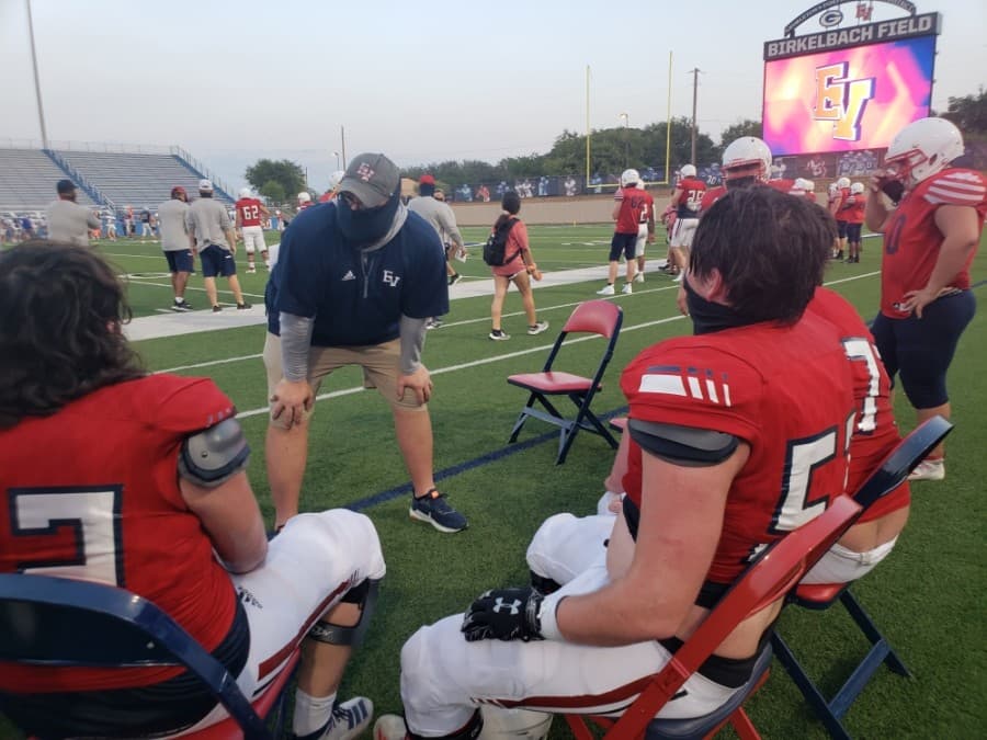 East View High School played Georgetown High School in a series of scrimmage football games Sept. 18. (Ali Linan/Community Impact Newspaper)