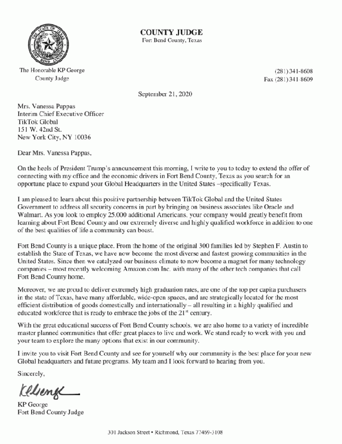 Fort Bend County judge calls on TikTok to build its HQ there