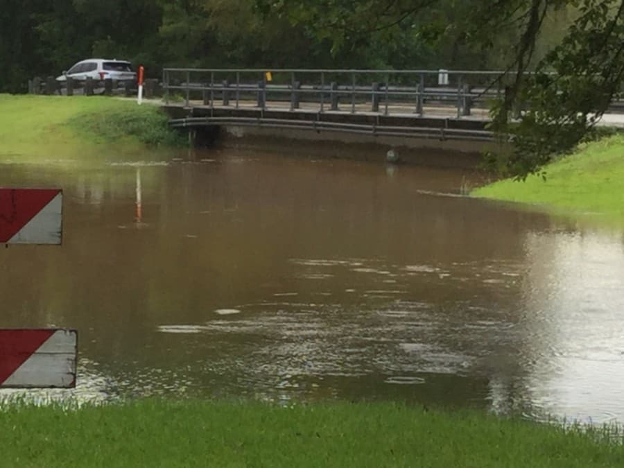 Friendswood saw high water at the bridge over West Castlewood Avenue. (Courtesy city of Friendswood)