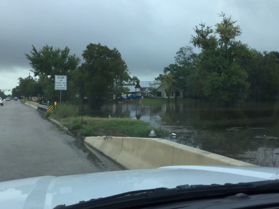 High water was seen in Mary's Creek at FM 2351. (Courtesy city of Friendswood)