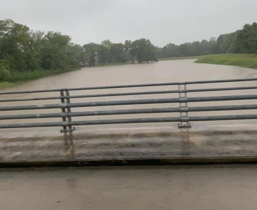 High water was seen around the Pearland and Friendswood area Tuesday. (Courtesy Stephanie Rodgers Waddell)