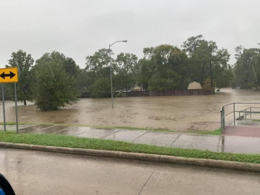High water was seen around the Pearland and Friendswood area Tuesday. (Courtesy Stephanie Rodgers Waddell)