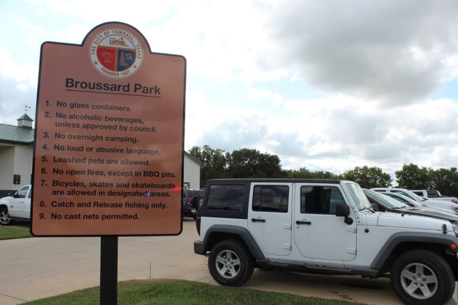 Broussard Park is located at the intersection of Hufsmith and Zion roads in the city of Tomball. (Anna Lotz/Community Impact Newspaper)