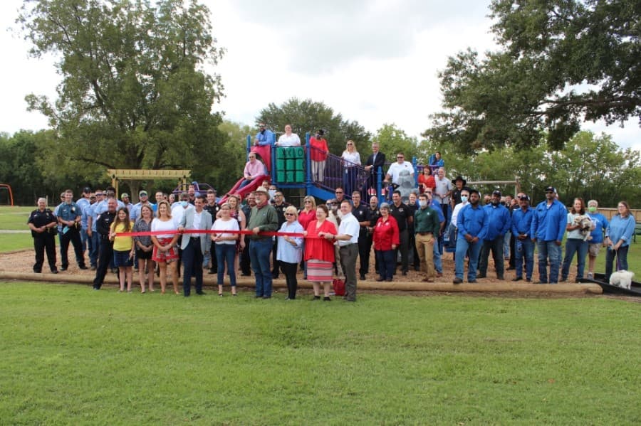 The Tomball community celebrated the opening of Broussard Park  with a ribbon-cutting Sept. 25 after more than five years of work. (Anna Lotz/Community Impact Newspaper)