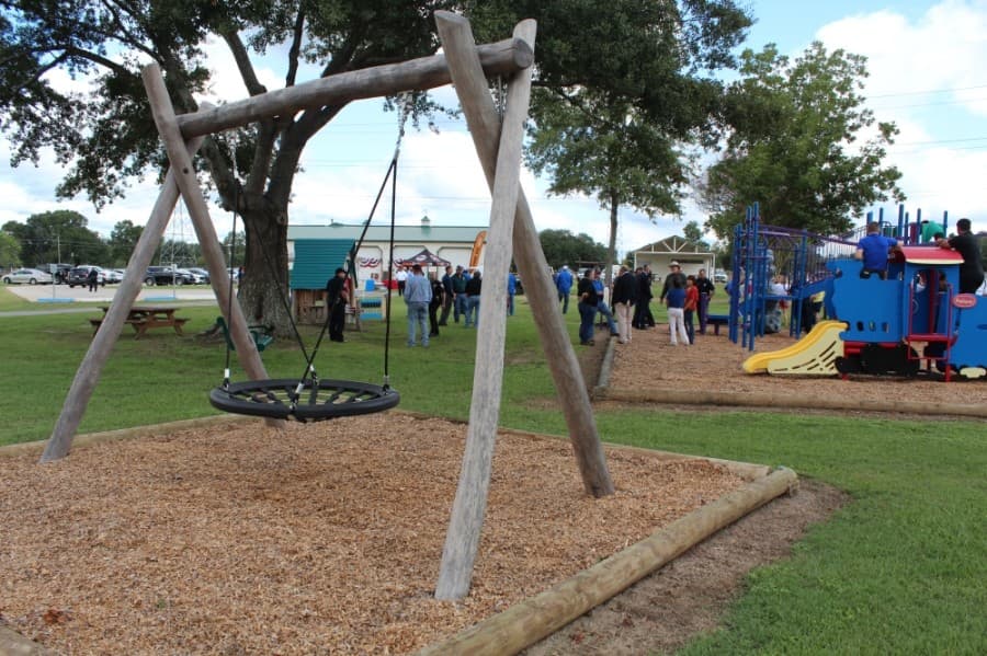 The park features a variety of playground equipment. (Anna Lotz/Community Impact Newspaper)