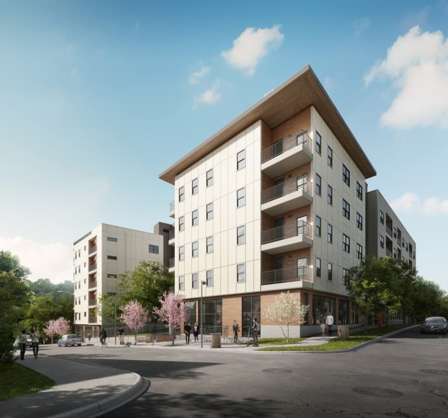 Cascade Condominiums, a 113-unit development, broke ground in September. (Rendering courtesy Pearlstone Partners, Prospect Real Estate)