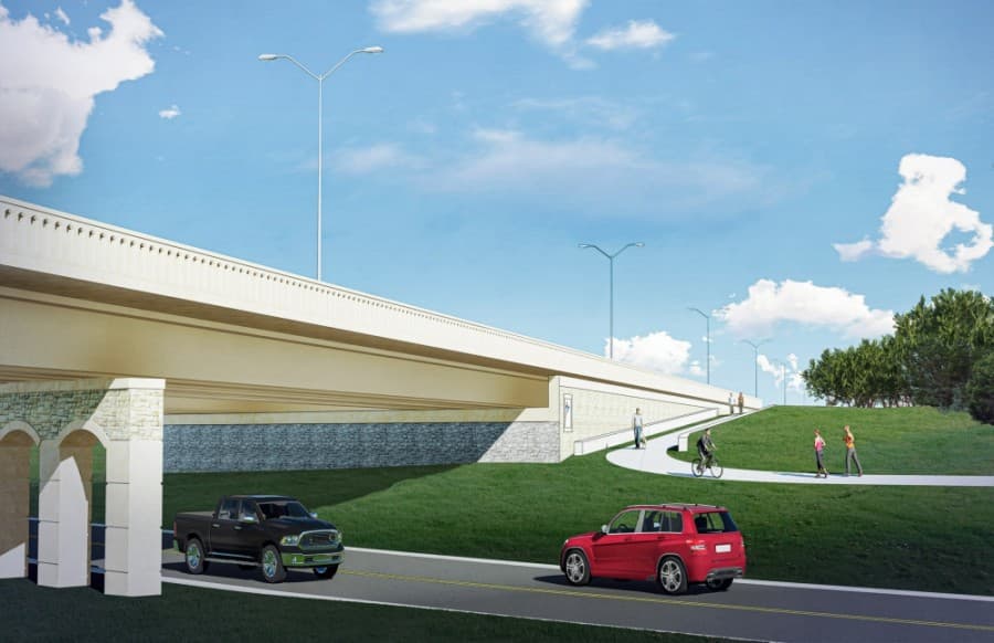 The Wyoming Springs project will extend the roadway from Creek Bend Boulevard to Old Settlers Boulevard, including adding bridges over Brushy Creek and Dry Fork Creek. (Rendering courtesy city of Round Rock)
