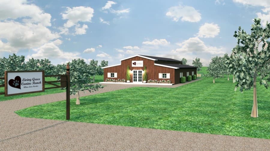 Though headquartered in Georgetown, Living Grace Canine Ranch will be located in Bertram. (Rendering courtesy Living Grace Canine Ranch)