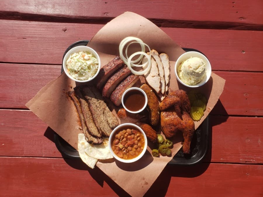 Tejano Cookers menu items include brisket, ribs, sausage, turkey and chicken. (Ali Linan/Community Impact Newspaper)