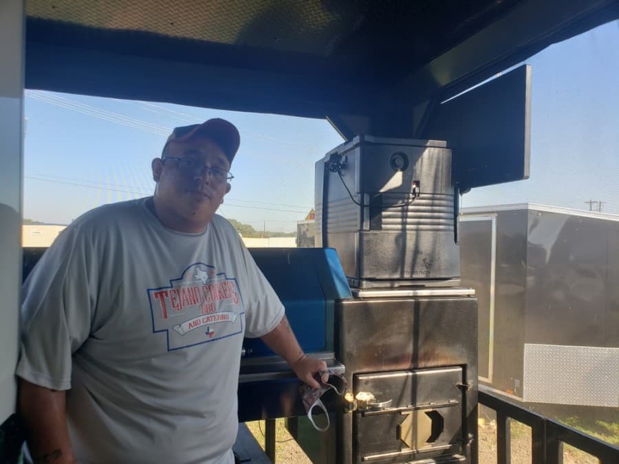 Chris Rodriguez opened Tejano Cookers food truck in July. (Ali Linan/Community Impact Newspaper)