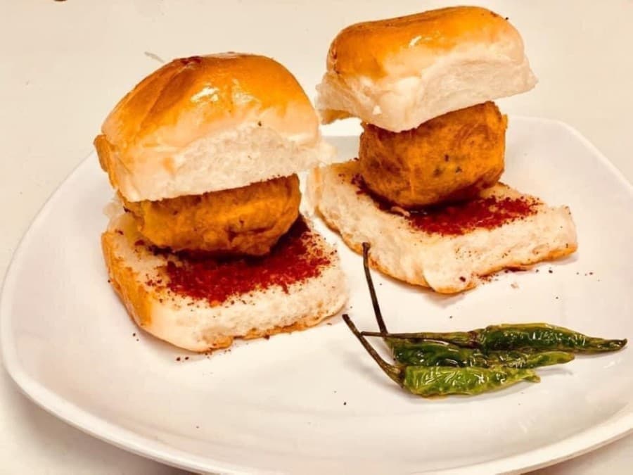 


Vada pav are deep-fried potato patties served in bread buns.