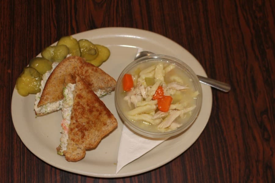 Chicken soup can be paired with a tuna salad sandwich ($9.95). (Eva Vigh/Community Impact Newspaper)