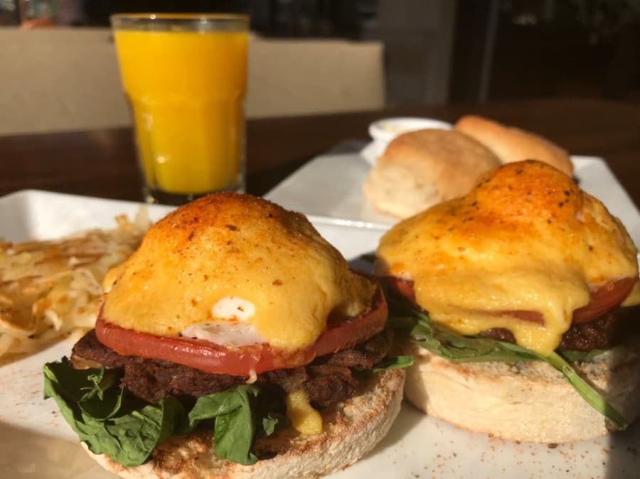 The Hot Chorizo Benedict ($12.50) is a popular breakfast choice at Biscuit. (Courtesy Biscuit)