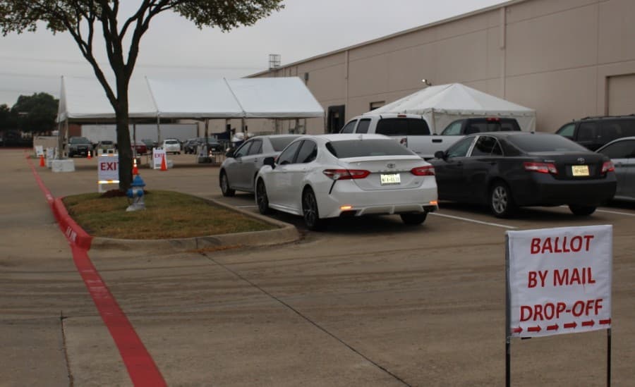 Collin County has a drive-thru drop-off location for mail ballots behind the election office at 2010 Redbud Blvd., McKinney. (Miranda Jaimes/Community Impact Newspaper)