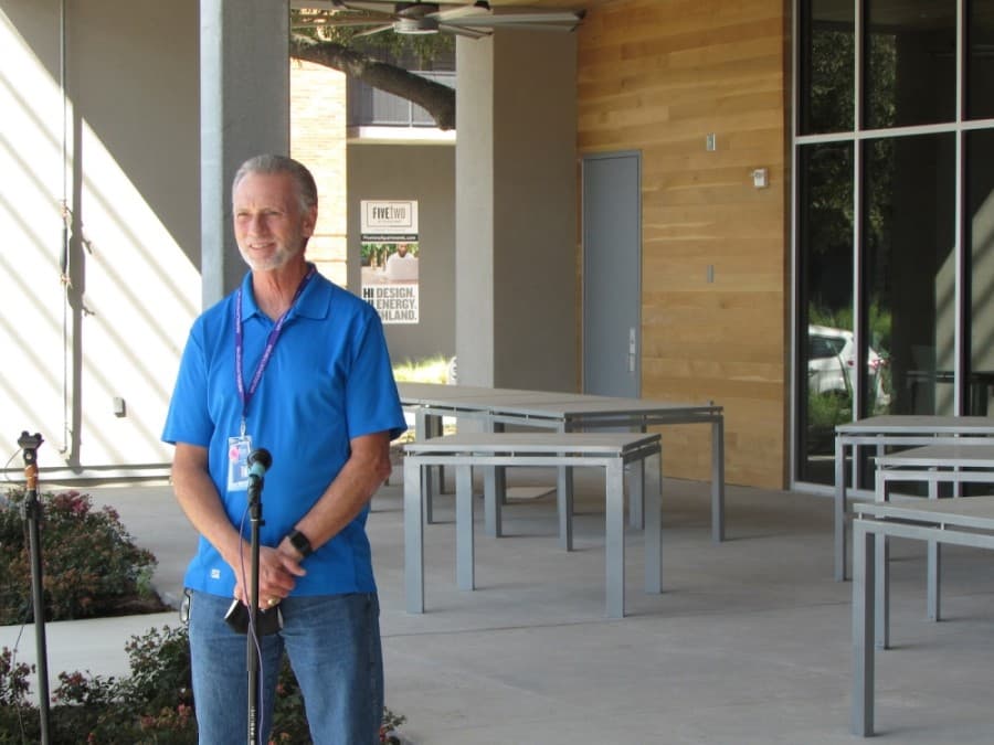 ACC Chancellor Richard Rhodes stands outside ACC Highland. (Nicholas Cicale/Community Impact Newspaper)