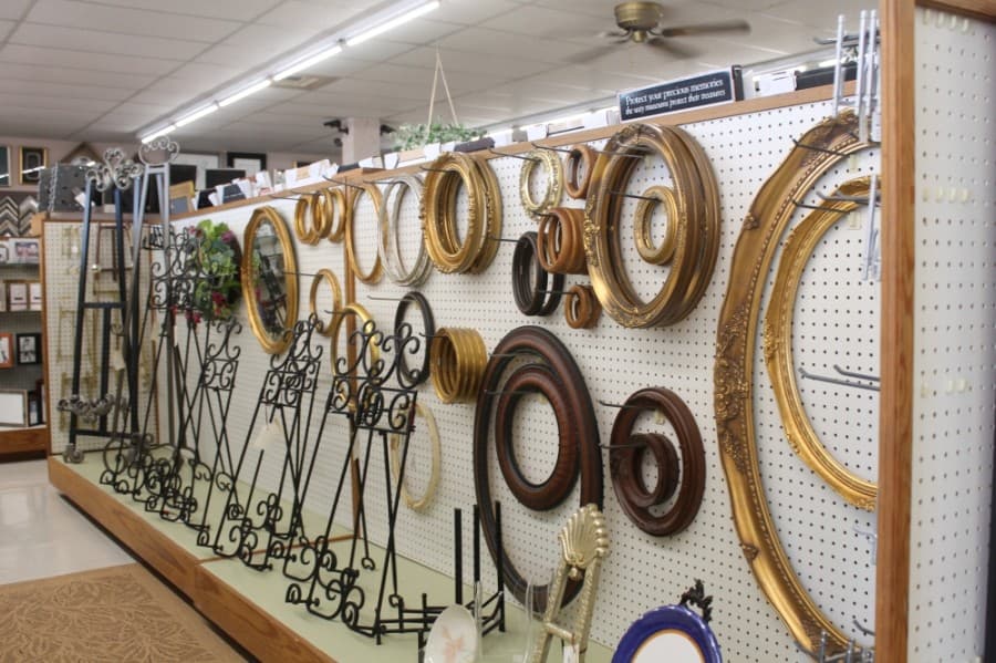 Owner Randall Tate and his family make all frames in-house. (Colleen Ferguson/Community Impact Newspaper)