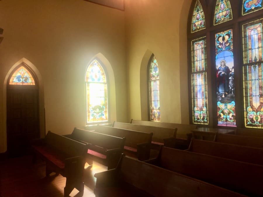 Renovations had to be done carefully around the stained glass. (Sally Grace Holtgrieve/Community Impact Newspaper)