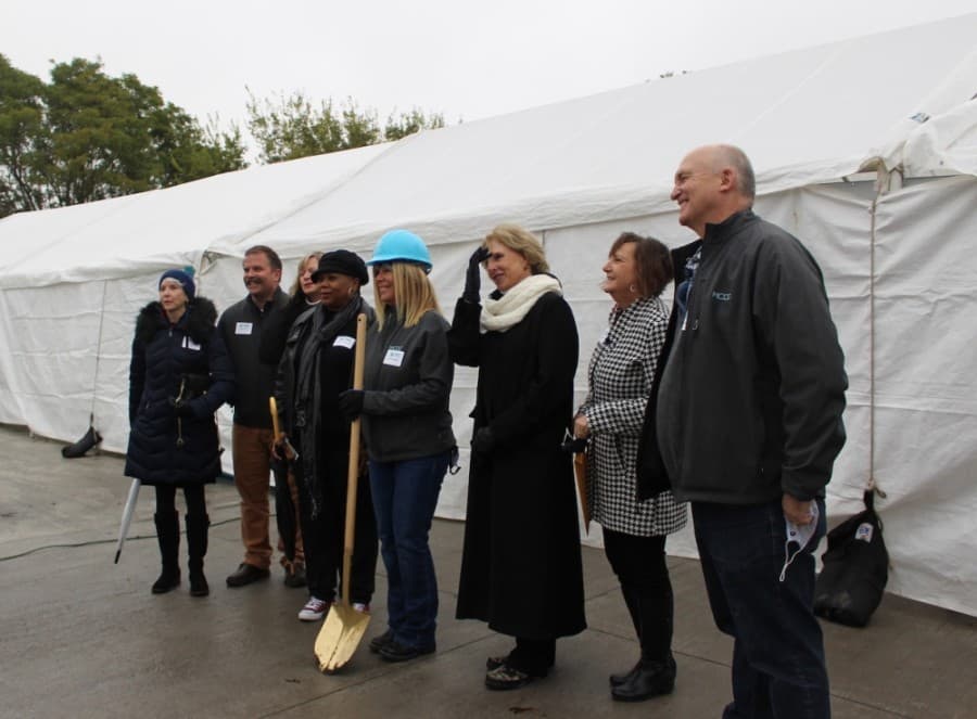 Members of the McKinney Community Development Corporation attend the groundbreaking ceremony Oct. 27. The Cotton Groves project received funding from the MEDC. (Miranda Jaimes/Community Impact Newspaper)