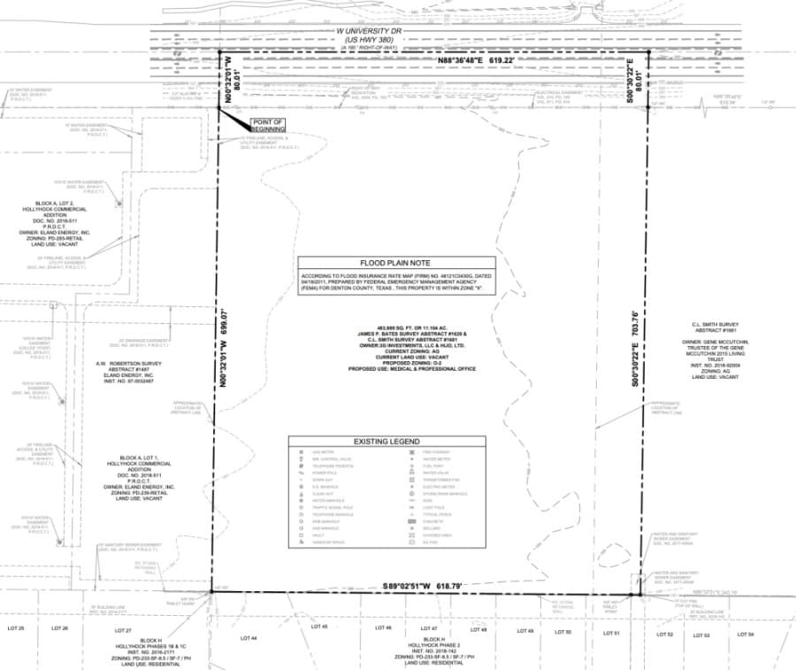 Frisco City Council voted to rezone 11.1 acres on the south side of US 380 and east of Hollyhock Road from agricultural to office. (Courtesy City of Frisco)