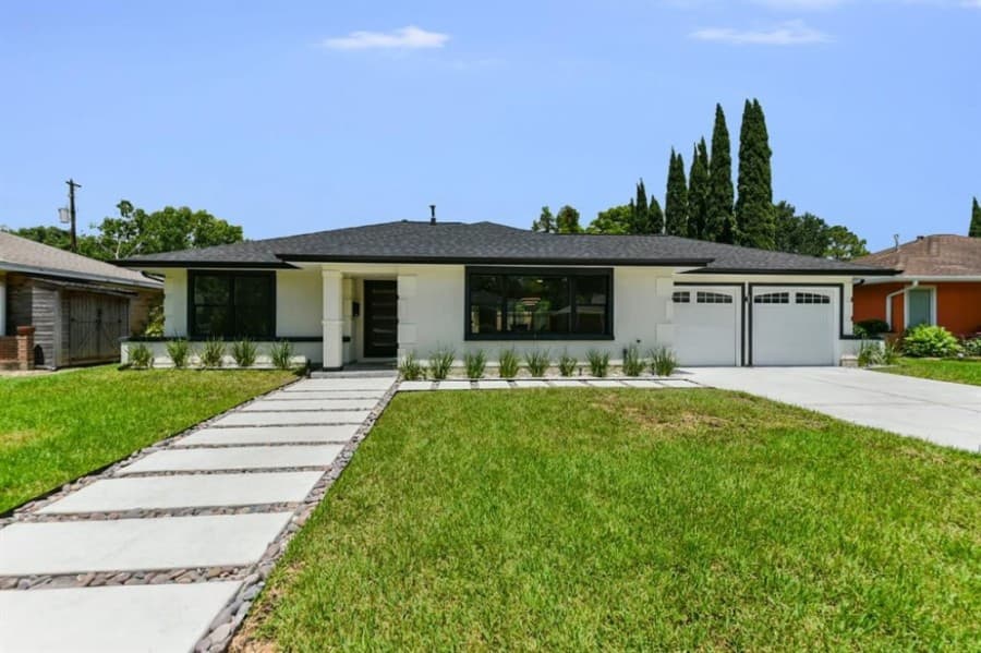 8426 Bluegate St., Houston: Built in 1954 and completely remodeled, this Knollwood Village home features a new roof, a new extension to the primary bath and closet, and a new full guest bath. The kitchen comes with opened walls and features Frigidaire appliances, custom wood cabinetry and a pot filler over the stove. The home also has all hardwood floors and tile. It features a backyard with a covered patio with a new rear slab for entertainment. The home features new cedar fencing, new doors and windows, a sprinkler system and epoxy flooring in the garage. 3 bed, 2 full, 1 half bath / 1,915 sq. ft. Sold for $552,001-$627,000 on Oct. 16. (Courtesy Houston Association of Realtors)
