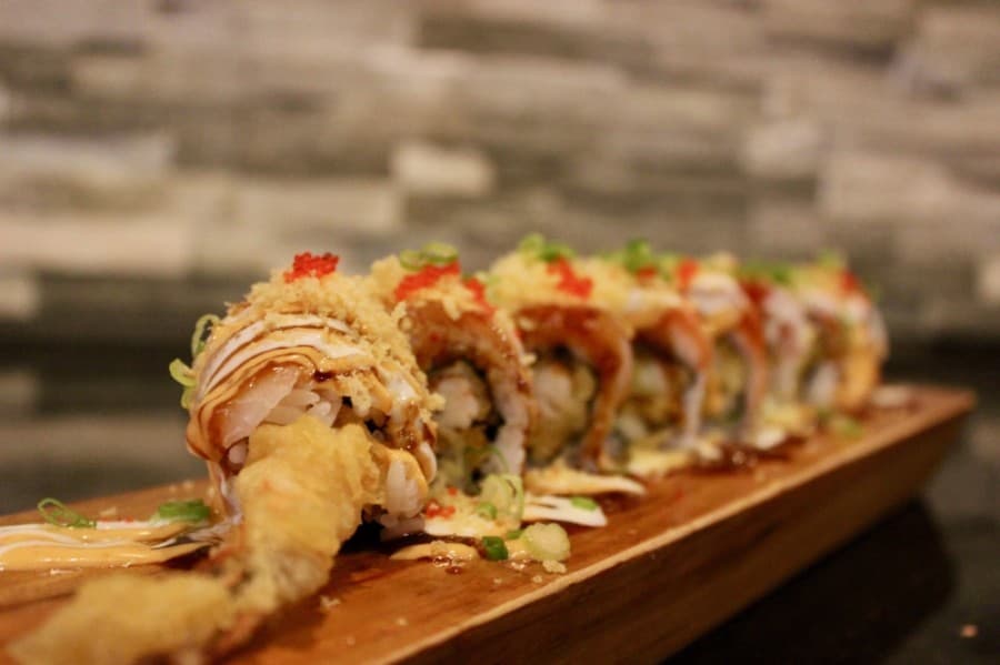 The Miso roll includes shrimp tempura, tuna, salmon, avocado and cucumber. (Taylor Jackson Buchanan/Community Impact Newspaper)