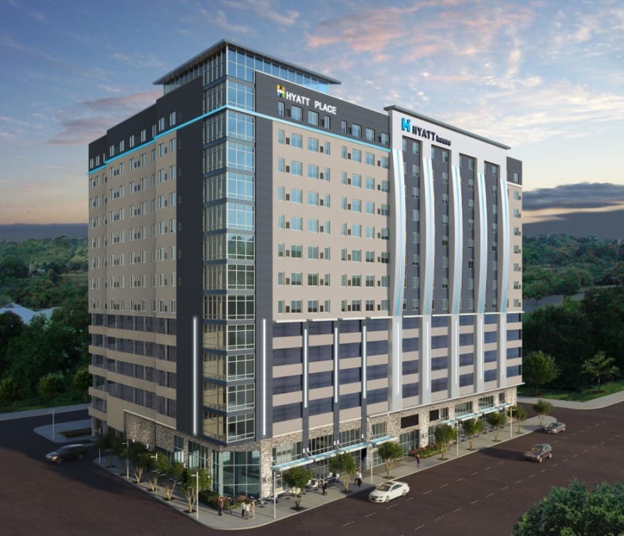 Dual-concept Hyatt hotel under construction near the Texas Medical Center
