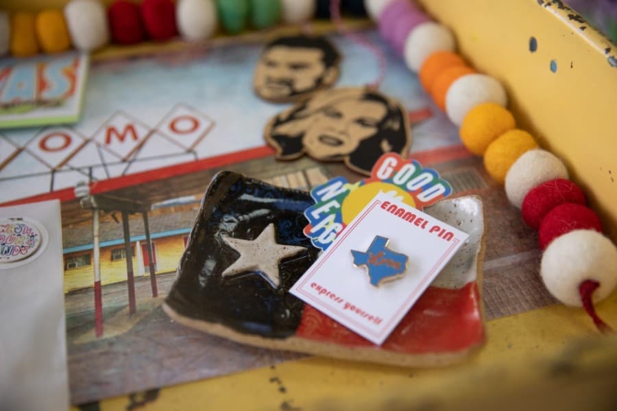Customers can find anything from “Howdy” stickers to 500-piece dog puzzles to wood ornaments of characters from the television show “Schitt’s Creek.” (Liesbeth Powers/Community Impact Newspaper)