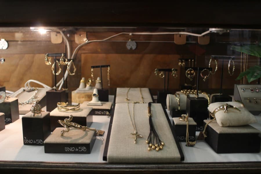 A jewelry showcase is one of several specialized sections of the store. (Ben Thompson/Community Impact Newspaper)