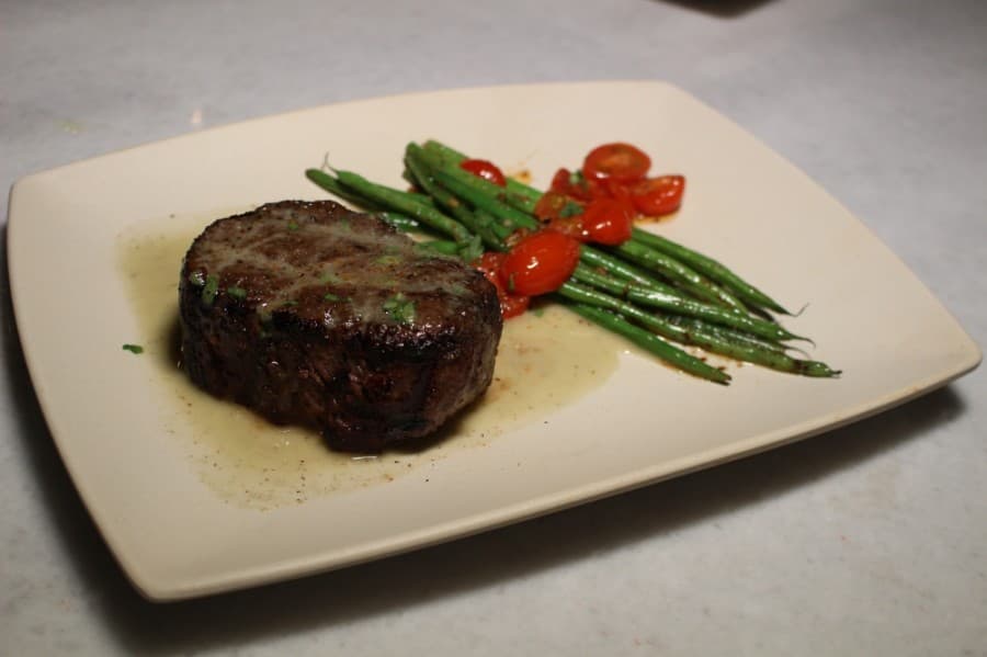 Steak frites is an 8-ounce filet mignon that is dry aged at least 60 days. $32.99. (Andrew Christman/Community Impact Newspaper)