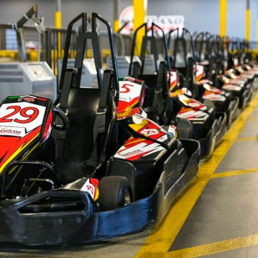 Instead of gas-powered go-karts, Kartland uses electric karts. (Courtesy Kartland Indoor Performance Raceway)