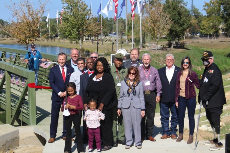 Elected officials gathered for the dedication. (Eva Vigh/Community Impact Newspaper)
