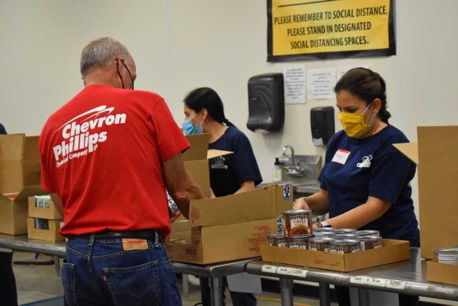 Volunteers sort supplies at Montgomery County Food Bank. (Courtesy Montgomery County Food Bank)