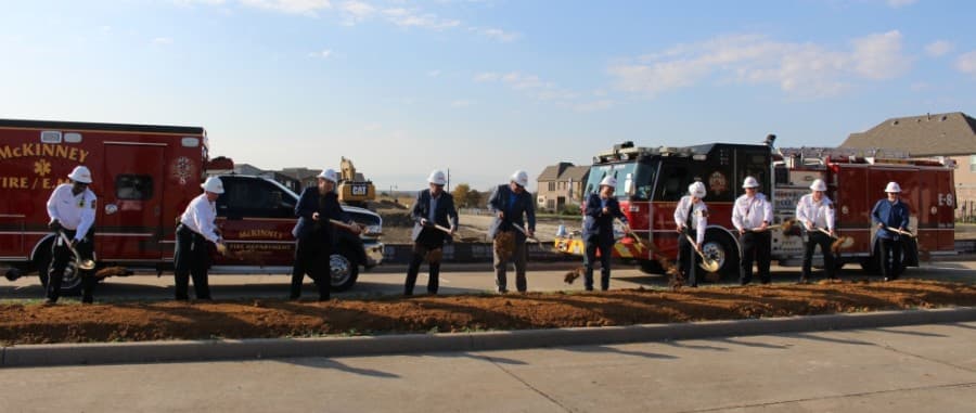 Officials from the McKinney Fire Department and the city break ground on Fire Station No. 11. (William C. Wadsack/Community Impact Newspaper)