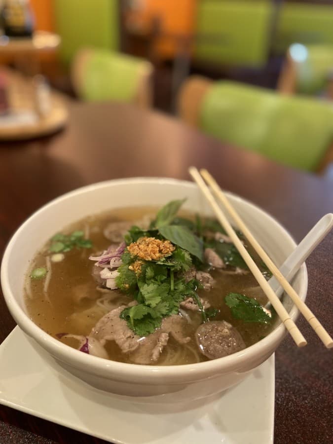Pho, a traditional Vietnamese rice noodle soup that owners of Thai Curry said is highly customizable. The dish is made with choice of beef, chicken, pork or seafood and includes bean sprout, green onion and cilantro. (Courtesy Thai Curry)