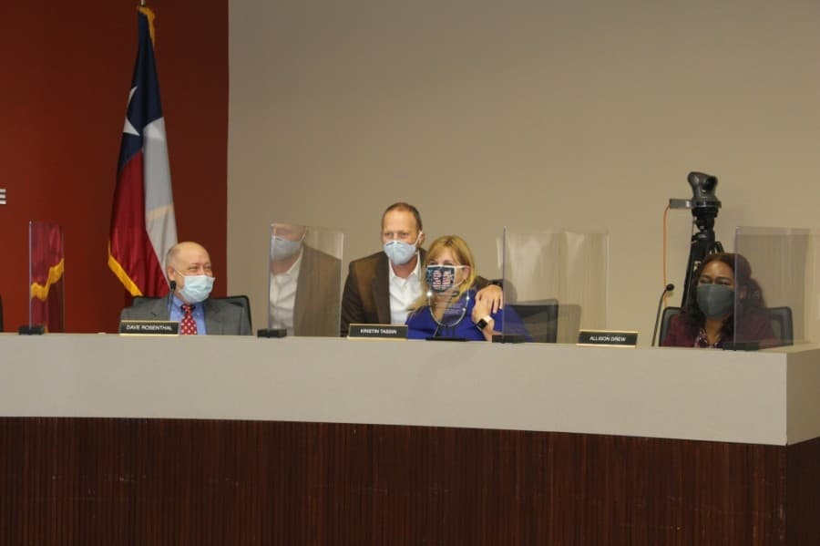 Kristin Tassin was recognized for her six years of service on the board of trustees. (Claire Shoop/Community Impact Newspaper)  
