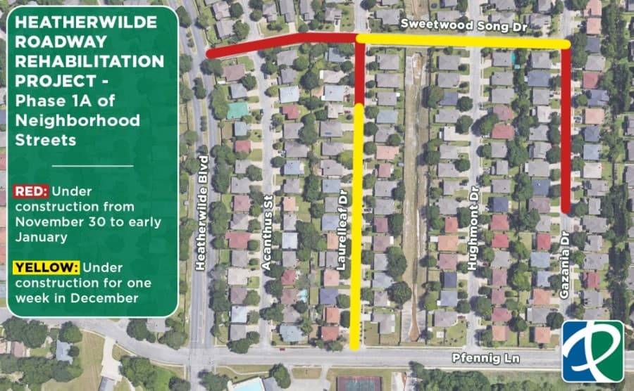 Pflugerville road work on Sweetwood Song Drive, Larelleaf Drive to begin Nov. 30
