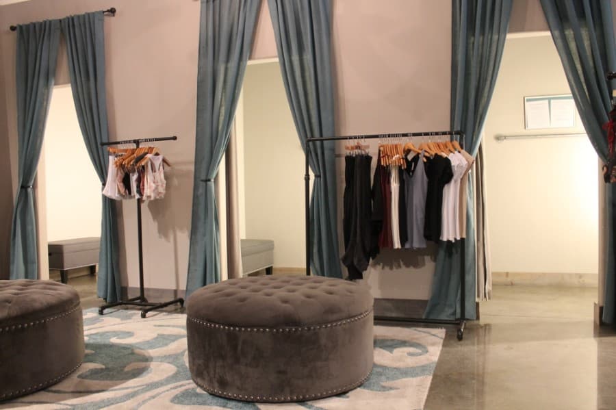 Adelaide's changing rooms are open, and staff disinfects each clothing item after try-on. (Colleen Ferguson/Community Impact Newspaper)