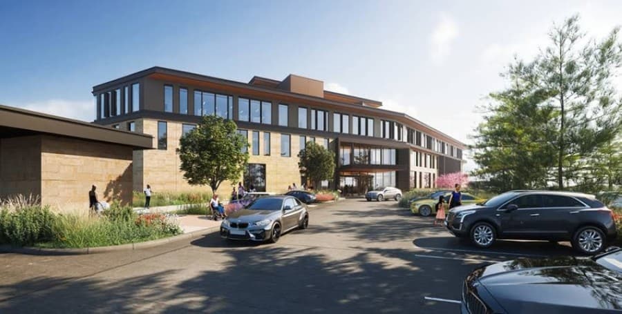 This exterior rendering show what the PGA of America’s new corporate headquarters in Frisco will look like. (Rendering courtesy Page)