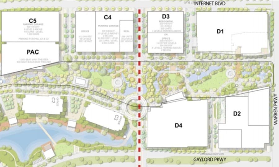 Redevelopment plans for Hall Park could increase the property's value to nearly $2.2 billion over the next few decades. (Courtesy city of Frisco)