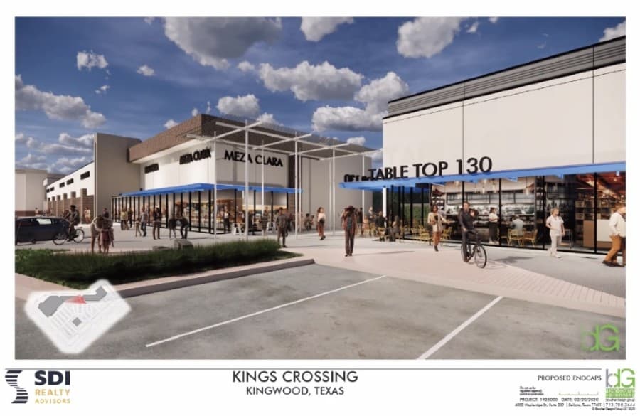Kings Crossing shopping center, located at the northwest corner of Kingwood Drive and West Lake Houston Parkway, will undergo renovations under new management. (Screenshot courtesy Kingwood BizCom and SDI Realty)