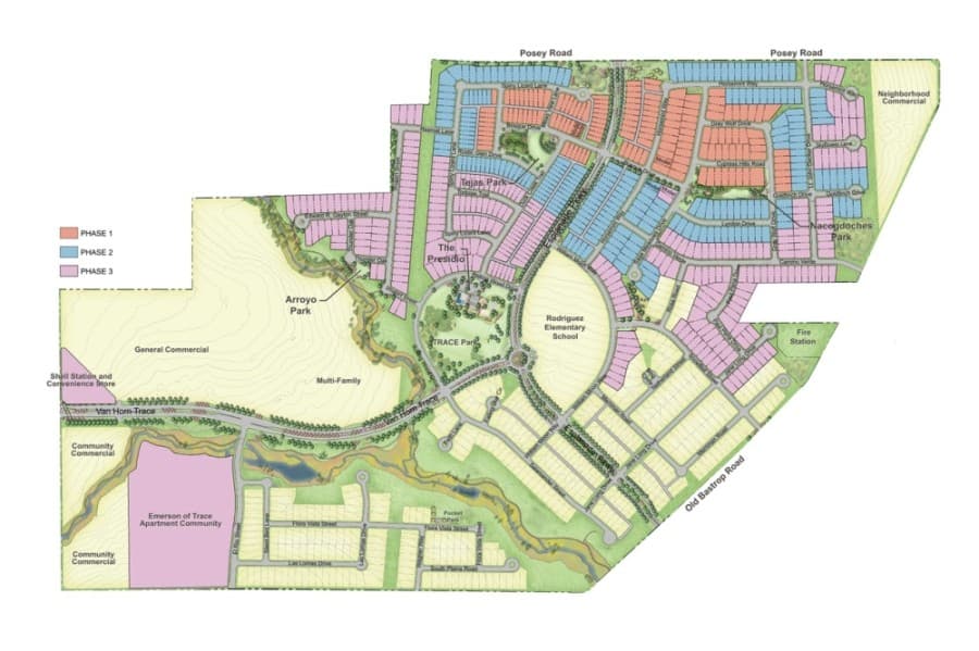 The complete TRACE development plan includes 1,000 single-family homes and up to 850 multifamily homes. (Courtesy Trace)