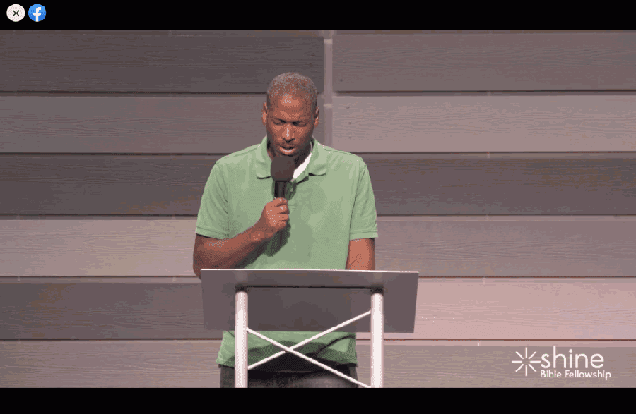 Jaron Jones leads Sunday morning services via Facebook Live for his congregation at Shine Bible Fellowship Church. (Screenshot courtesy Facebook)