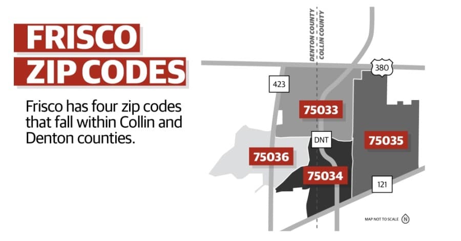 Frisco has four ZIP codes split between Frisco and Collin counties. (Community Impact staff)