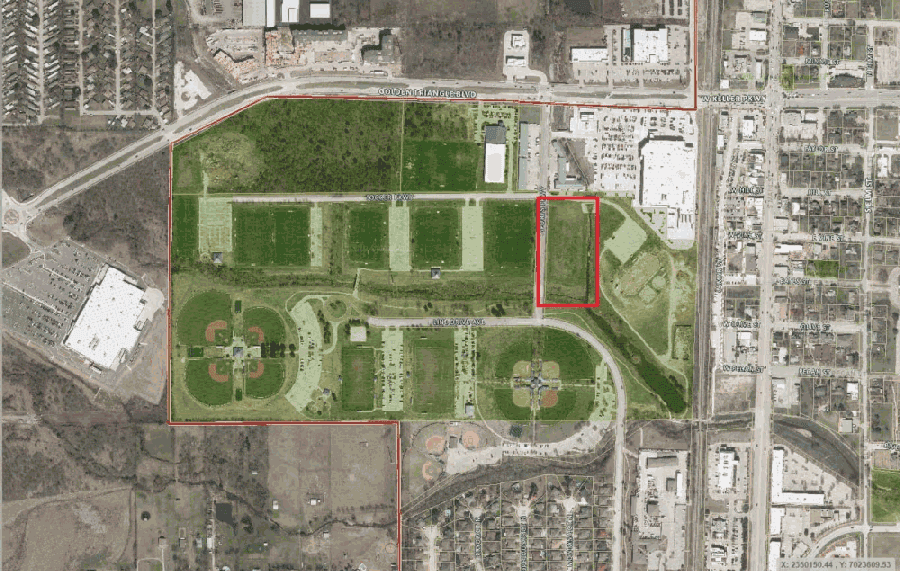 The field outlined in red will be the first lacrosse-only field at Keller Sports Park. (Courtesy city of Keller)