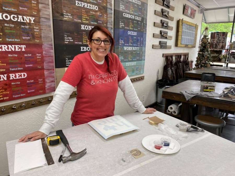 Winton is pictured here working at Crafted before the pandemic forced her to shut down her business. (Courtesy Melissa Winton-Crafted)