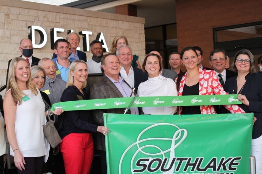 Southlake Mayor Laura Hill, chamber of commerce members and others attended the hotel's ribbon-cutting ceremony Dec. 9. (Sandra Sadek/Community Impact Newspaper)