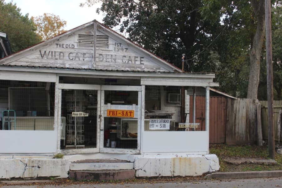 The Old Wildcat Den at 110 N. Ave. D, Humble, was built in 1924. It was once a gathering place for Charles Bender High School students in the 1950s. (Kelly Schafler/Community Impact Newspaper)