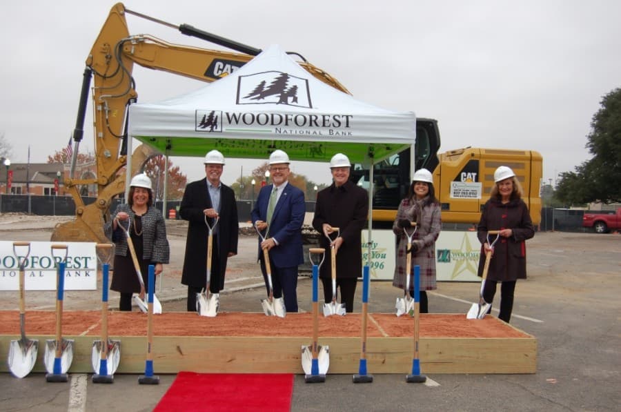 Woodforest National Bank mixed-use development, bank branch breaks ground in downtown Conroe